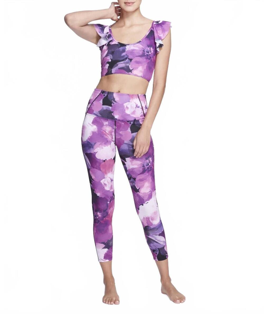 NEW MARCHESA ATHLEISURE crystal printed bra in raspberry multi